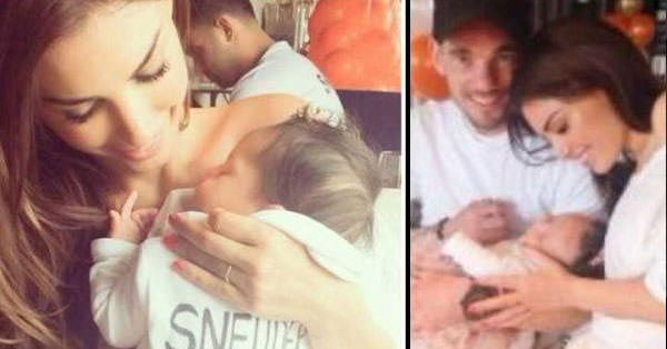 Sneijder bebeğine koştu