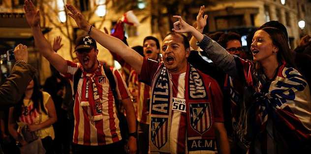 Atletico Madrid taraftarının final sevinci