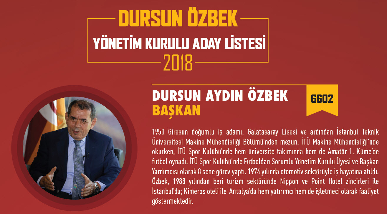 İşte Dursun Özbek’in adaylık açıklaması ve yönetim kurulu listesi