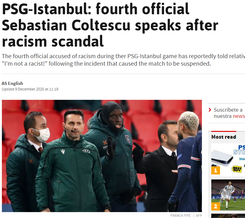 PSG - Başakşehir maçında Webo’ya ırkçılık yapan hakem Sebastian Coltescu’dan açıklama geldi!