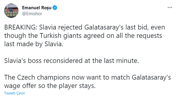 Son dakika transfer haberleri: Galatasaray’a Nicolae Stanciu’dan kötü haber! Slavia Prag’tan flaş hamle
