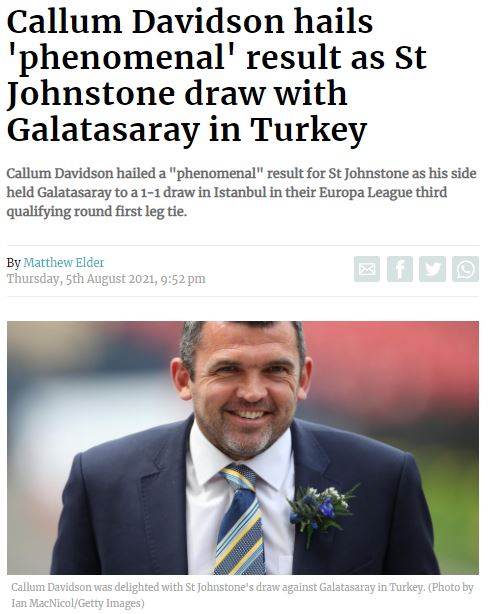 Son dakika spor haberi: Galatasaray - St. Johnstone maçını İskoç basını böyle yorumladı!
