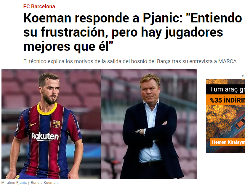 Son dakika spor haberi: Ronald Koeman’dan Beşiktaşlı Miralem Pjanic’e flaş yanıt!