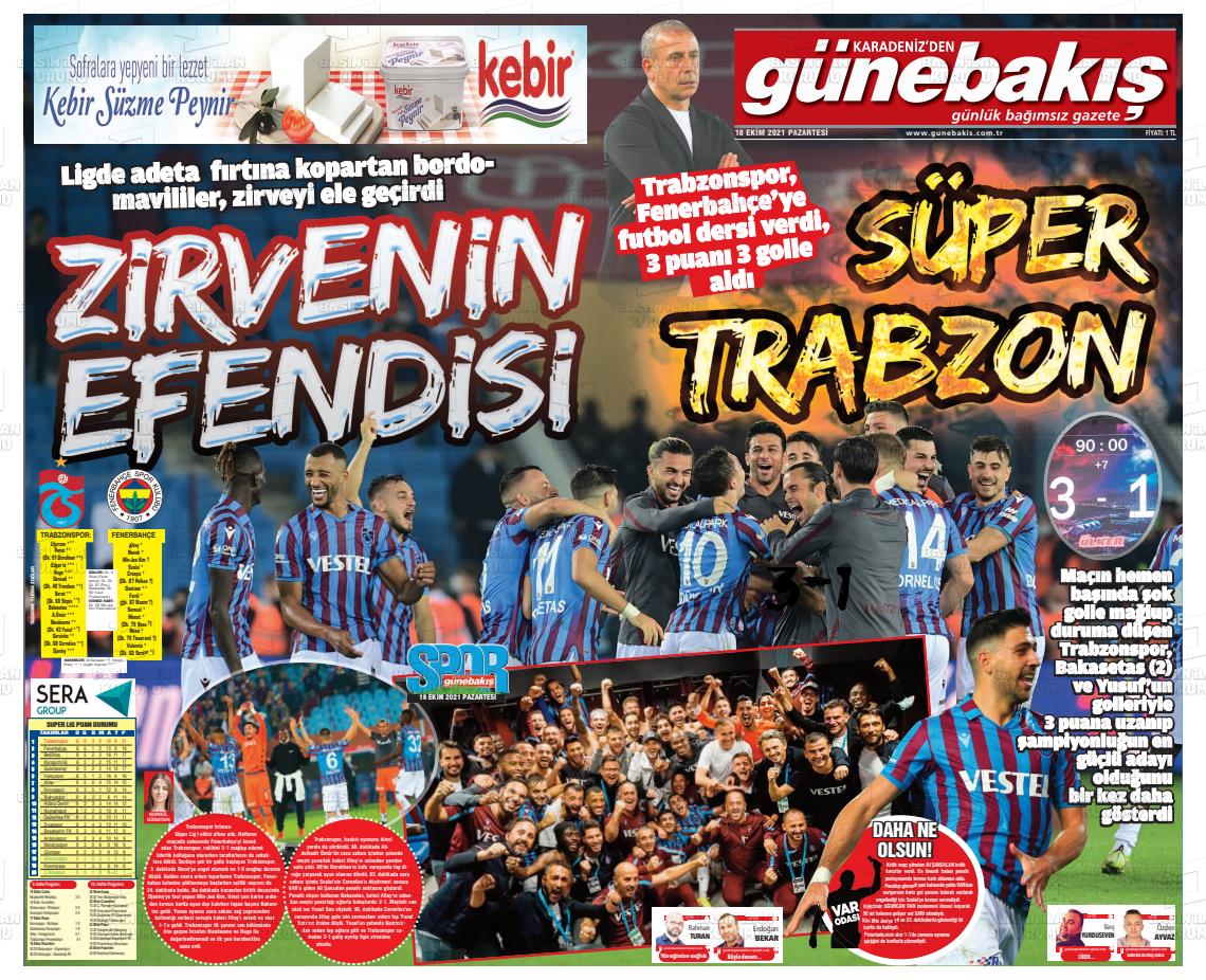 TRABZONSPOR HABERLERİ - Trabzon yerel basını 3-1 kazanılan Fenerbahçe derbisini böyle gördü!
