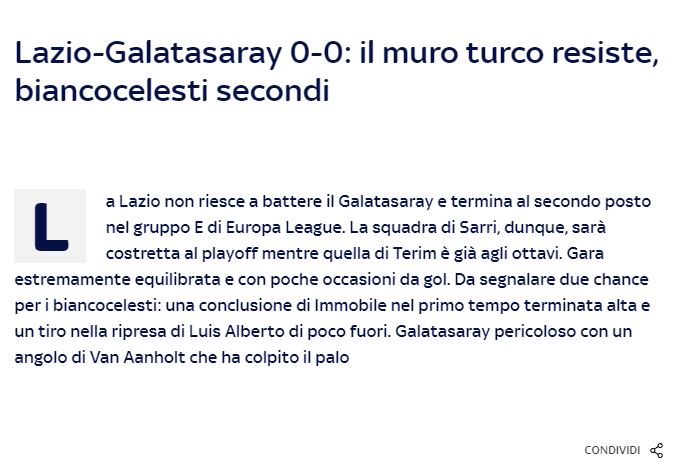 GALATASARAY HABERLERİ - İtalyan basını Lazio-Galatasaray şu sözlerle manşete taşıdı!