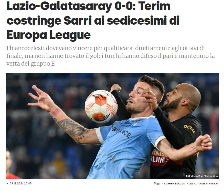 GALATASARAY HABERLERİ - İtalyan basını Lazio-Galatasaray şu sözlerle manşete taşıdı!