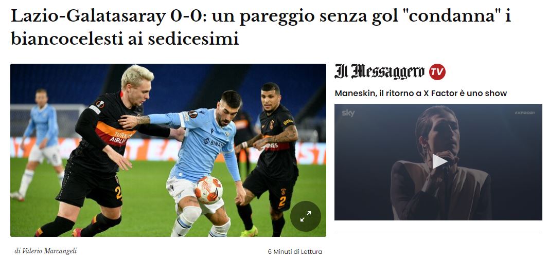 GALATASARAY HABERLERİ - İtalyan basını Lazio-Galatasaray şu sözlerle manşete taşıdı!