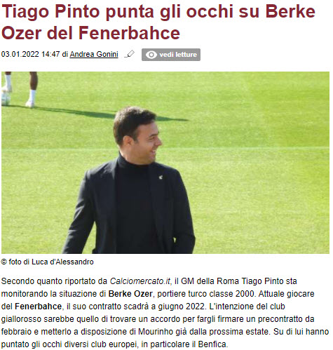 FENERBAHÇE TRANSFER HABERİ: İtalyan devi Roma Fenerbahçe’nin genç kalecisi Berke Özer’in peşinde!