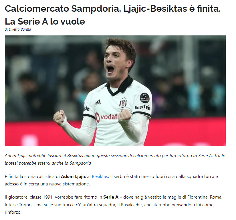BEŞİKTAŞ TRANSFER HABERLERİ: Adem Ljajic’e Çizme kancası! 4 takım birden...