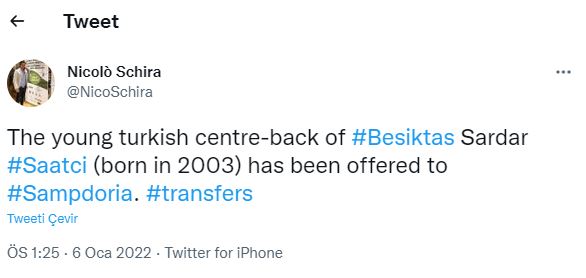 BEŞİKTAŞ TRANSFER HABERLERİ: Flaş iddia! Beşiktaş’ın genç yıldızı Serdar Saatçı Sampdoria’ya önerildi