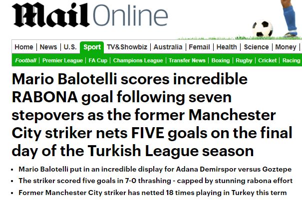 Balotelli’nin Göztepe’ye attığı gol geniş yankı uyandırdı! Dünya basını övgüler yağdırdı
