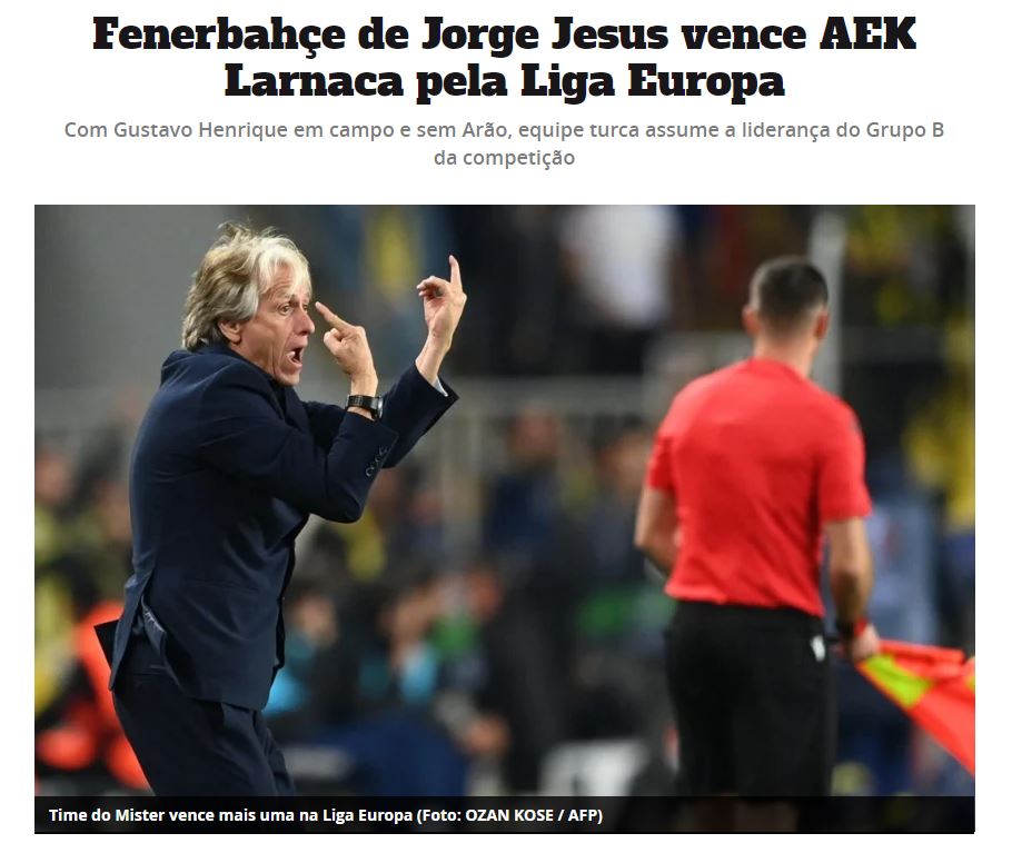 Dünya basınından Fenerbahçe - AEK Larnaca maçı sonrası Jorge Jesus’a övgü!