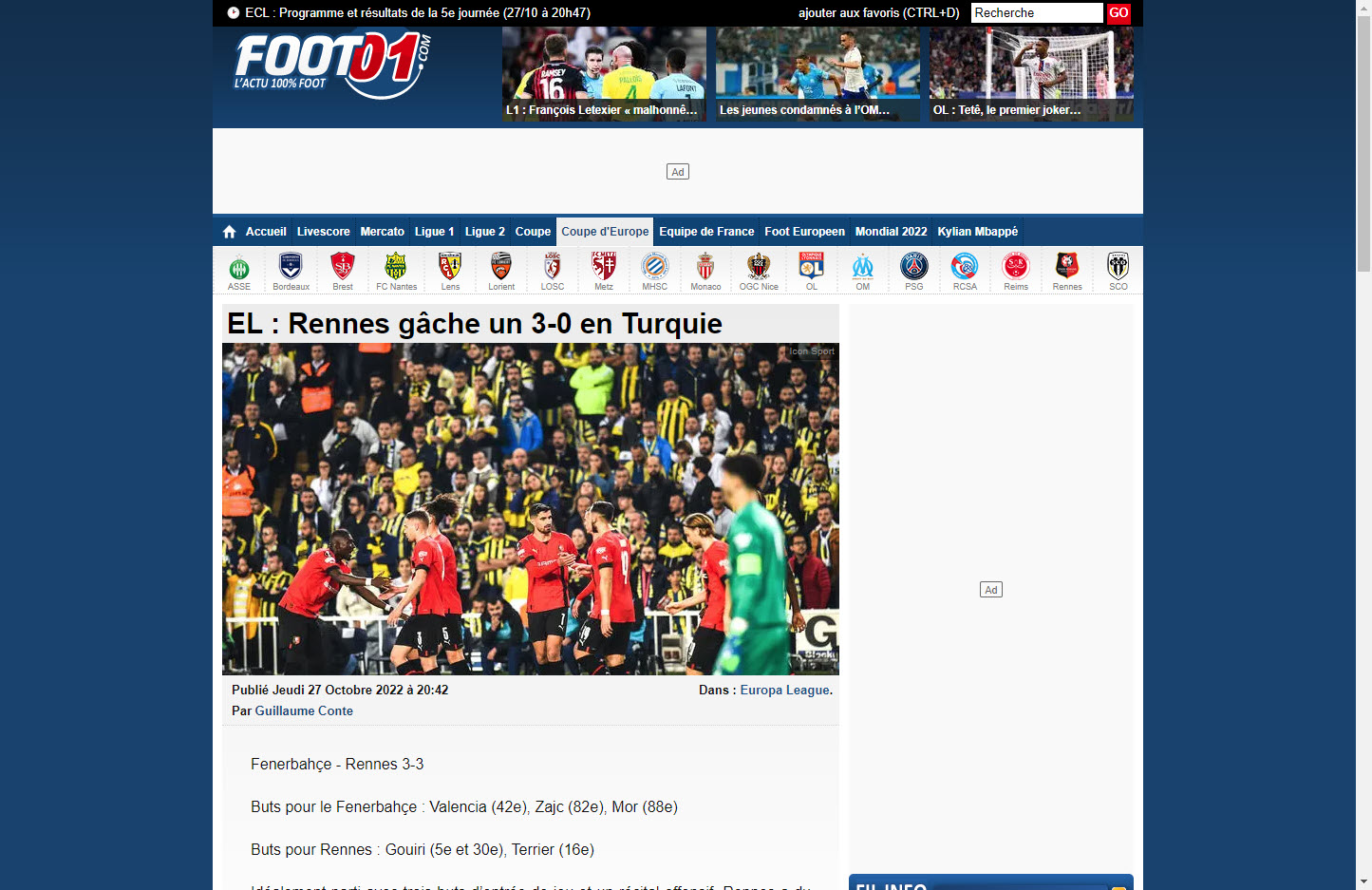 Fransız basını Fenerbahçe’nin tarihi dönüşünü böyle gördü: İstanbul’da çılgın maç!