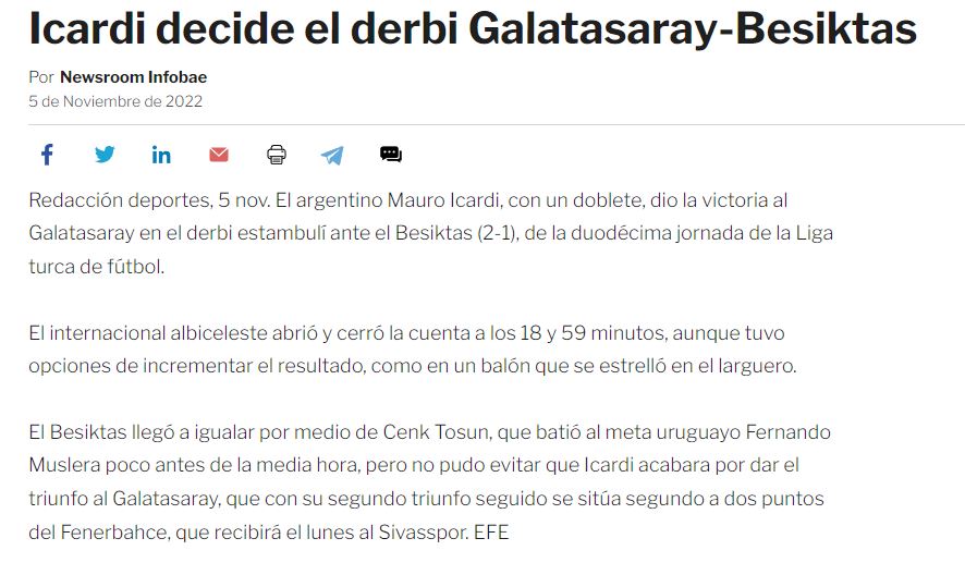 Galatasaraylı Icardi Beşiktaş derbisinin ardından dünya basınının manşetlerinde!