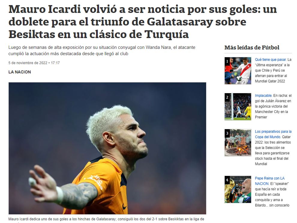 Galatasaraylı Icardi Beşiktaş derbisinin ardından dünya basınının manşetlerinde!