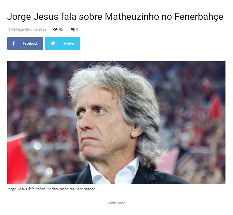 Brezilya basınına konuştu! Jorge Jesus’tan Matheuzinho açıklaması