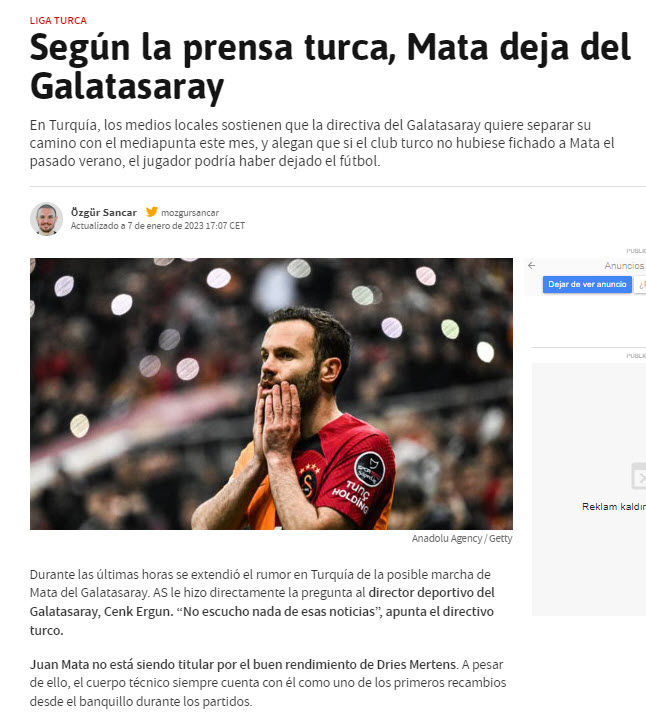 Takımdan ayrılacak mı? Juan Mata için Galatasaray’dan resmi açıklama!