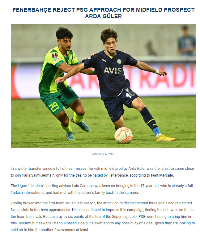 PSG’den Fenerbahçeli Arda Güler için resmi transfer teklifi!