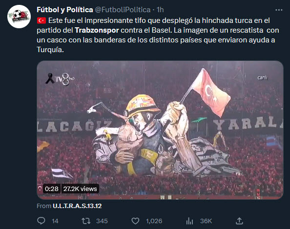 Trabzonspor Basel maçında koreografi dünya basınında geniş yer buldu!