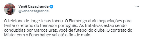 FENERBAHÇE HABERİ: Brezilya’dan olay iddia! Jorge Jesus’u telefonla aradılar