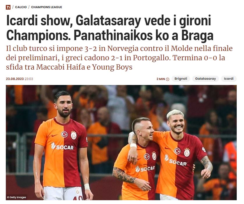 Avrupa basını Mauro Icardi’yi konuşuyor! Galatasaray’ı gruplara taşıdı