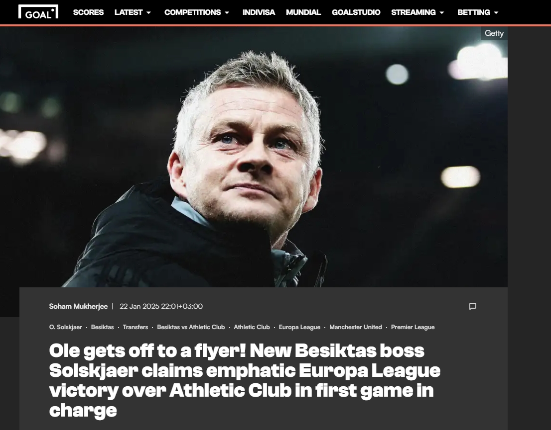 Solskjaer’li Beşiktaş’ın Athletic Bilbao zaferi dış basında ses getirdi!