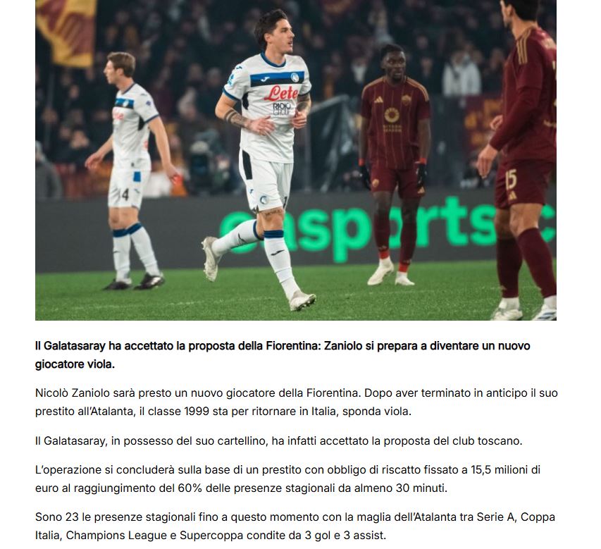 GALATASARAY TRANSFER HABERİ: İşte Zaniolo’nun yeni takımı!