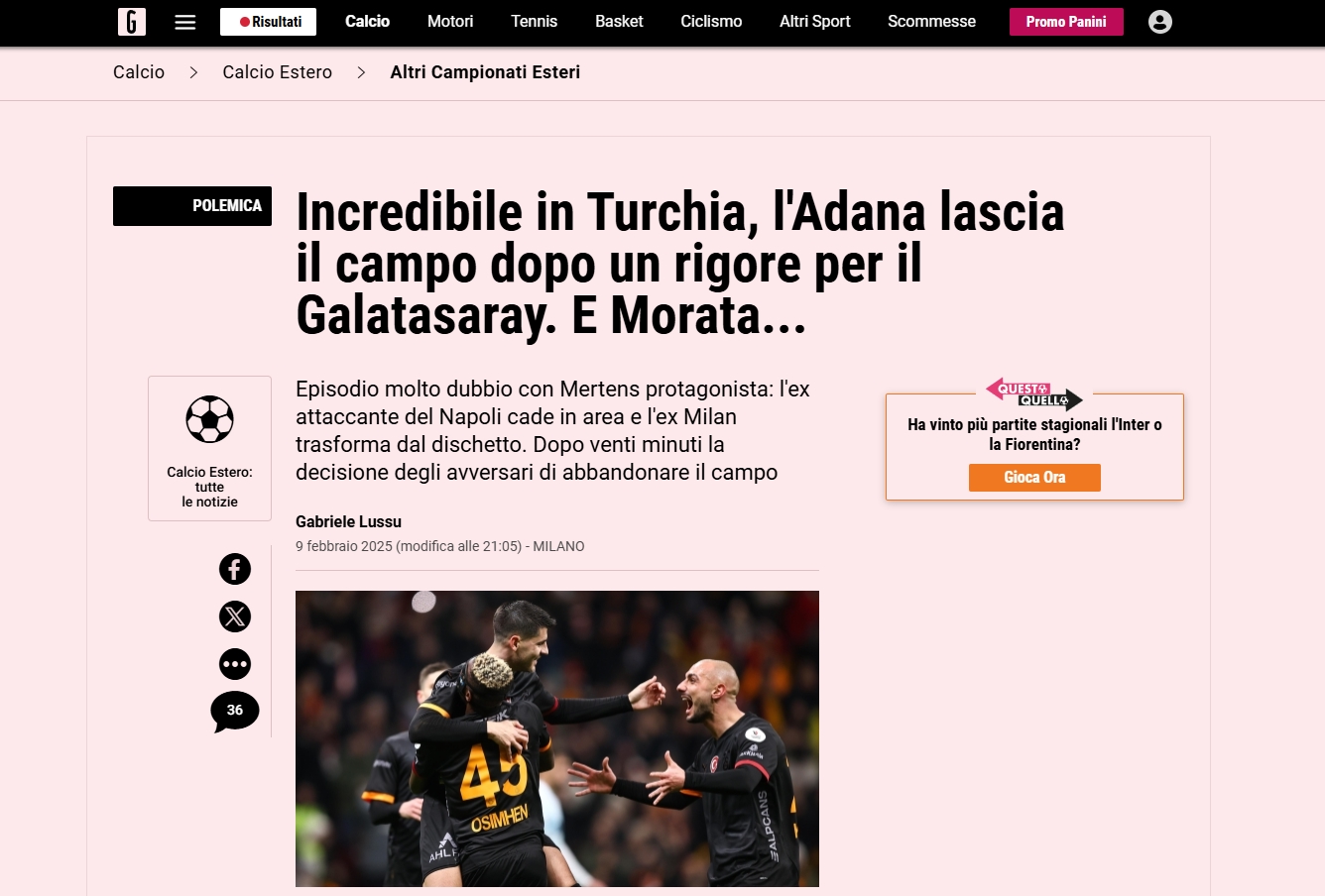 Galatasaray - A. Demirspor maçı dış basında gündem oldu!