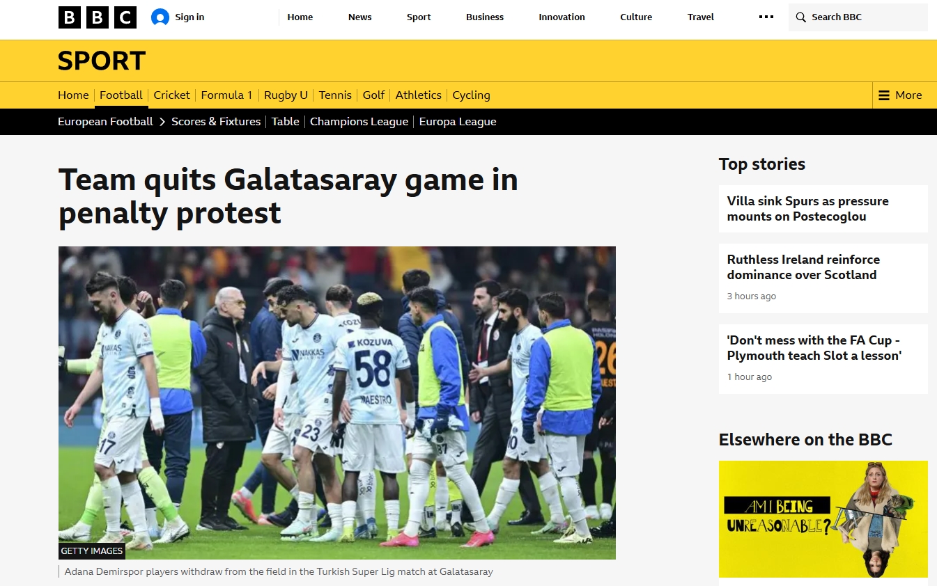 Galatasaray - A. Demirspor maçı dış basında gündem oldu!