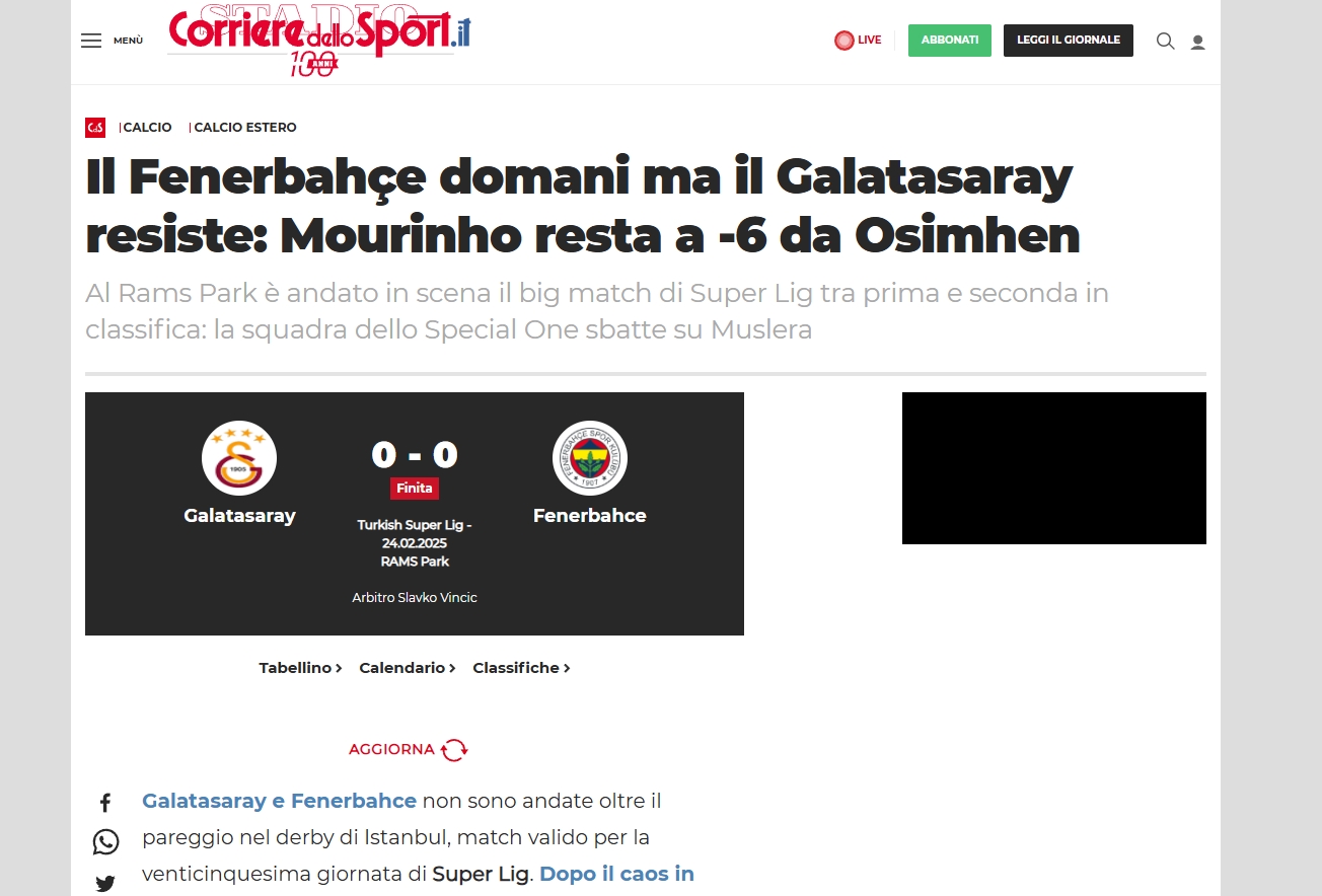 Galatasaray-Fenerbahçe derbisi dış basına da yansıdı!