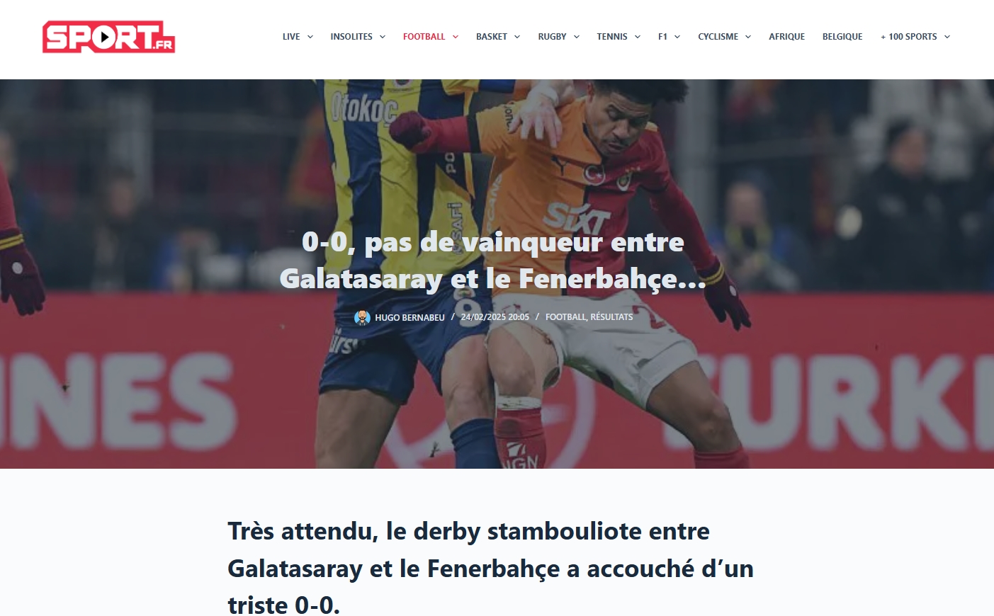 Galatasaray-Fenerbahçe derbisi dış basına da yansıdı!