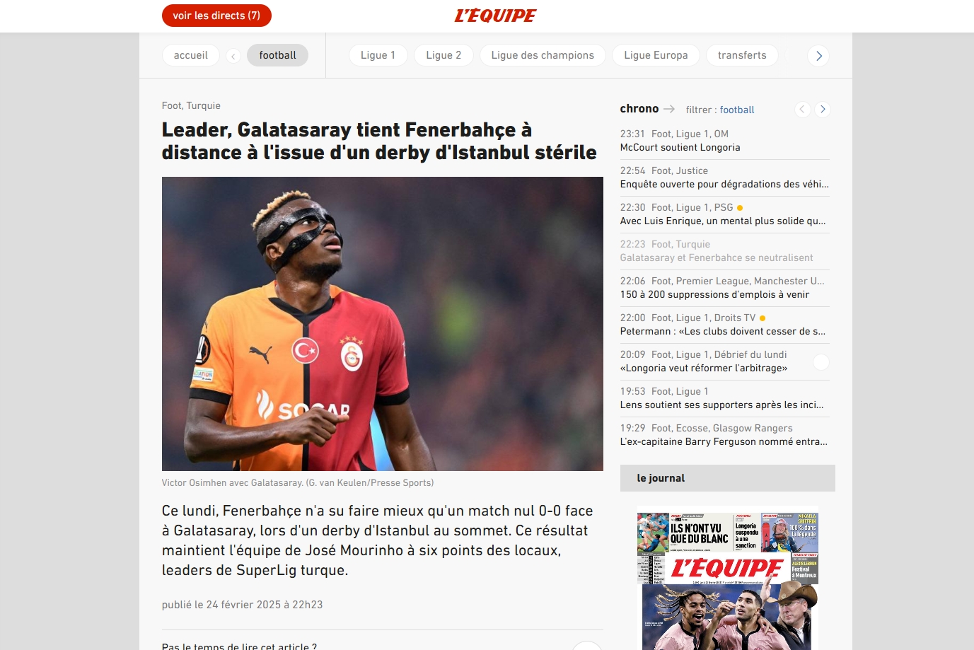Galatasaray-Fenerbahçe derbisi dış basına da yansıdı!