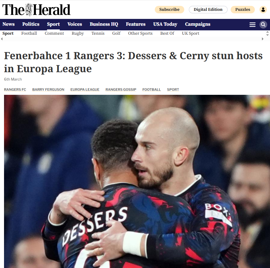 Rangers’ın Fenerbahçe galibiyeti İskoç basınında! ’Jose Mourinho’yu şaşkına çevirdi’