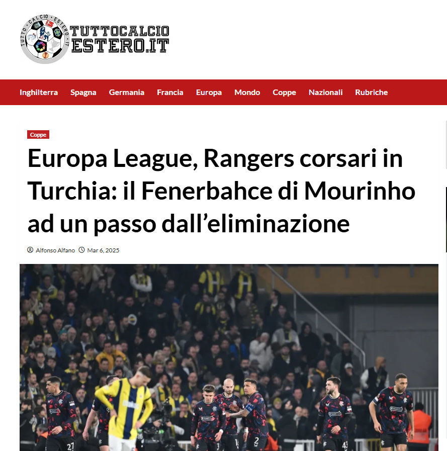 Rangers’ın Fenerbahçe galibiyeti İskoç basınında! ’Jose Mourinho’yu şaşkına çevirdi’