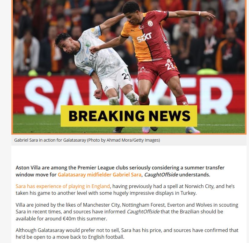 Galatasaray’a Gabriel Sara piyangosu! Transfer...