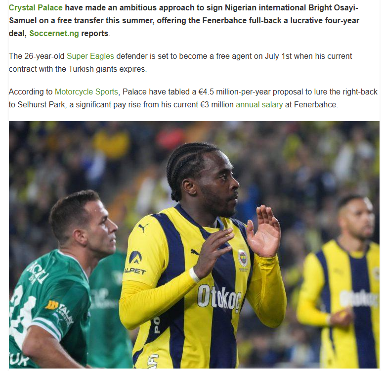 Osayi-Samuel’e Premier Lig kancası! Fenerbahçe’den ayrılıyor mu?