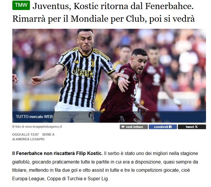 Fenerbahçe’den Filip Kostic kararı! Bonservisi...