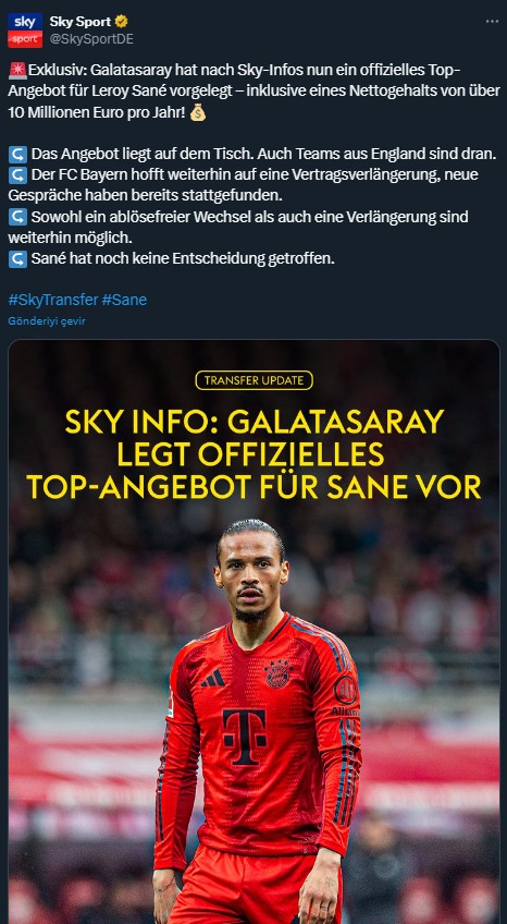TRANSFER HABERLERİ | Galatasaray Sane için gözünü kararttı! Yapılan teklif belli oldu