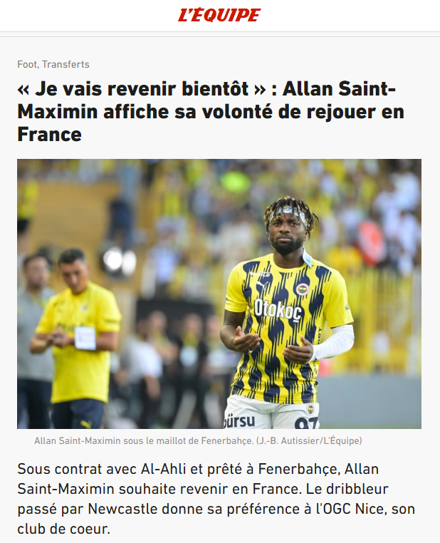 FENERBAHÇE HABERLERİ | Saint-Maximi’nden flaş transfer açıklaması!