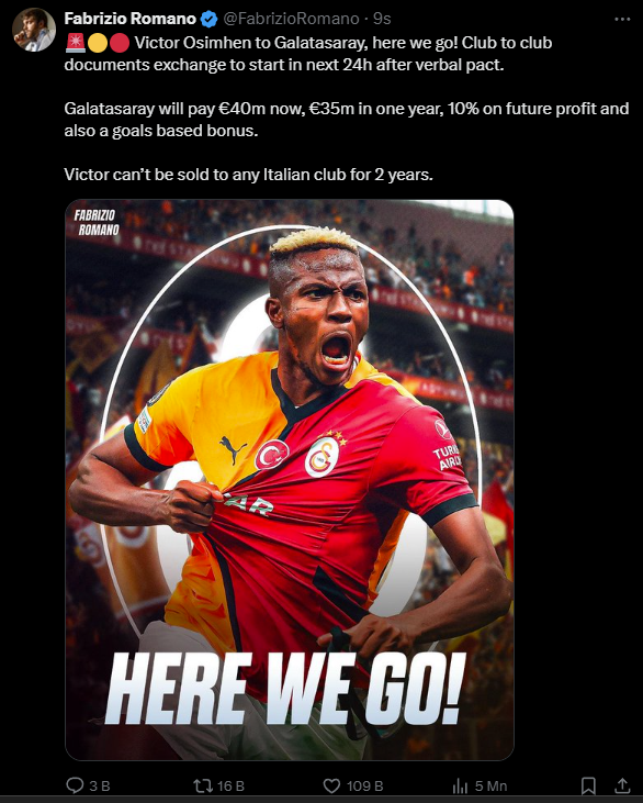 TRANSFER HABERİ | Galatasaray’a Victor Osimhen müjdesi!