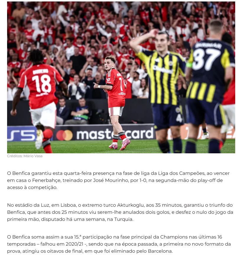 Benfica-Fenerbahçe maçı yurt dışında gündem oldu! İşte atılan manşetler