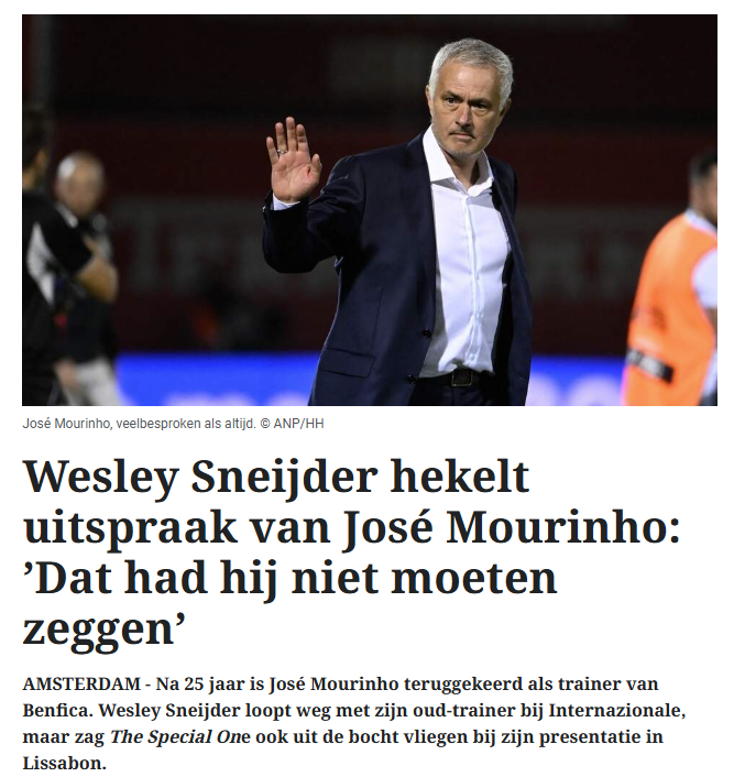 Wesley Sneijder’den flaş Jose Mourinho sözleri!