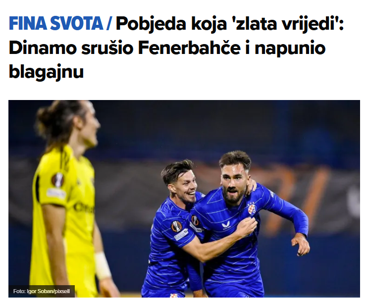 Hırvat basınından Dinamo Zagreb-Fenerbahçe maçı değerlendirmeleri
