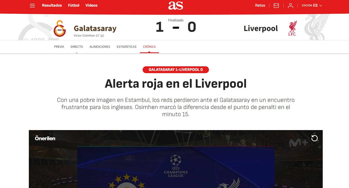 Galatasaray’ın Liverpool galibiyeti sonrası flaş manşet: Cehennem gibi...