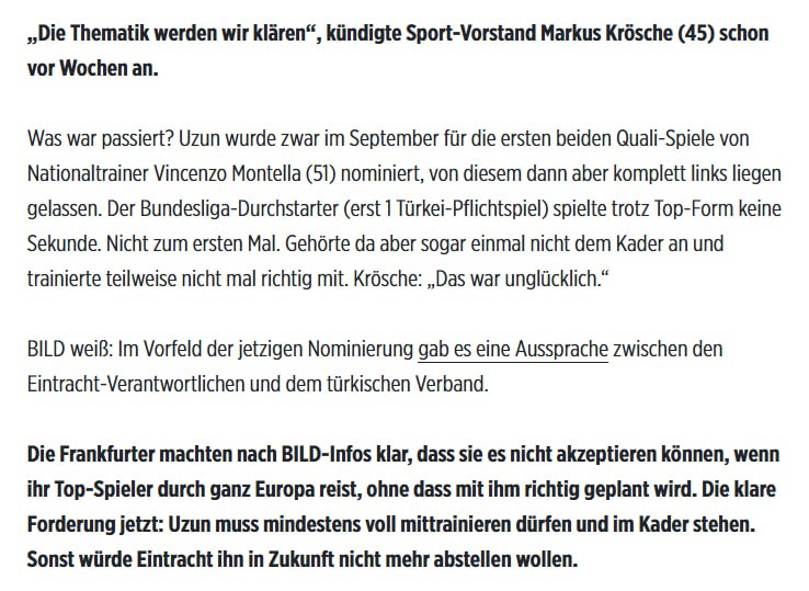 Eintracht Frankfurt’tan Can Uzun resti! Milli Takım’a göndermeme...