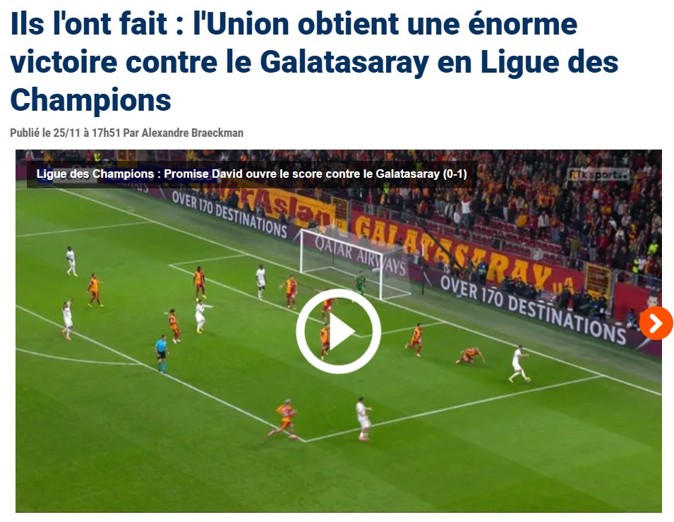 Galatasaray-Union Saint-Gilloise maçı Belçika’da gündem oldu! İşte atılan manşetler