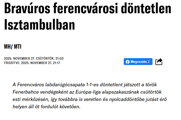 Fenerbahçe-Ferencvaros maçı Macar basınında manşetlerde! ’Acı verici derecede...’