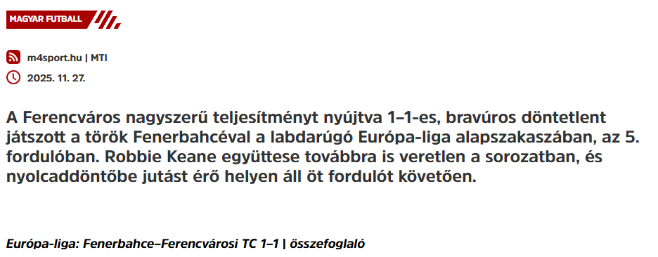 Fenerbahçe-Ferencvaros maçı Macar basınında manşetlerde! ’Acı verici derecede...’