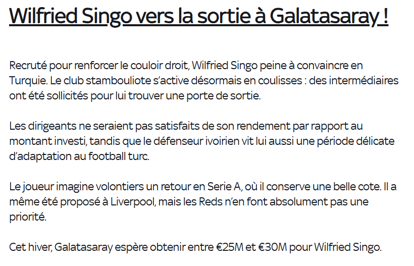 Galatasaray’da Wilfried Singo ayrılığı! Transferde neler olacak?