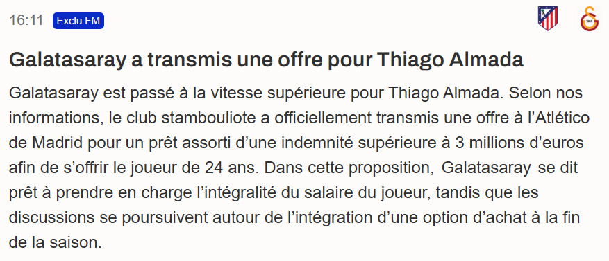 Galatasaray’dan Thiago Almada’ya transfer teklifi! Okan Buruk ile görüştü